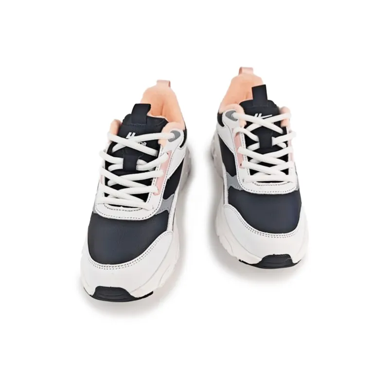 Warrior Anti Slip And Wear Resistant Warm Low Top Chunky Sneakers Women's White Black Pink-3