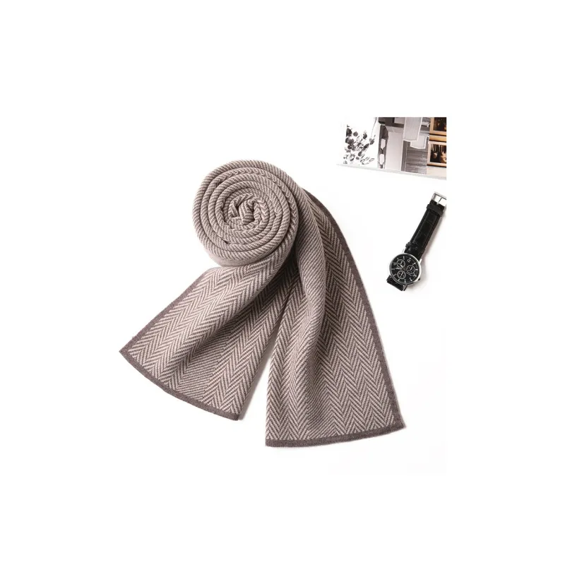 PISHUSHU Polyester Knit Scarves Men's-2