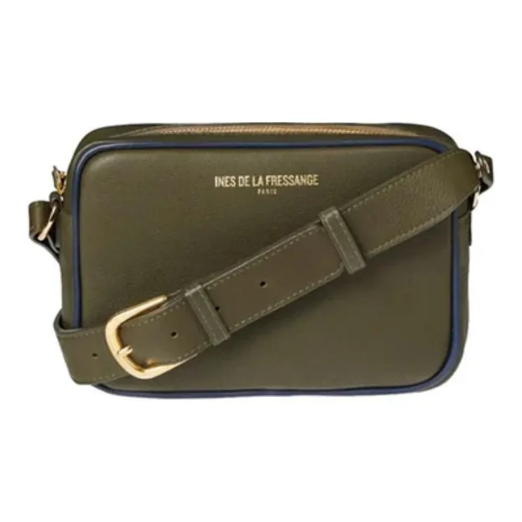 INES DE LA FRESSANGE Calfskin Shoulder Bag, Crossbody Bag Women's Khaki-0