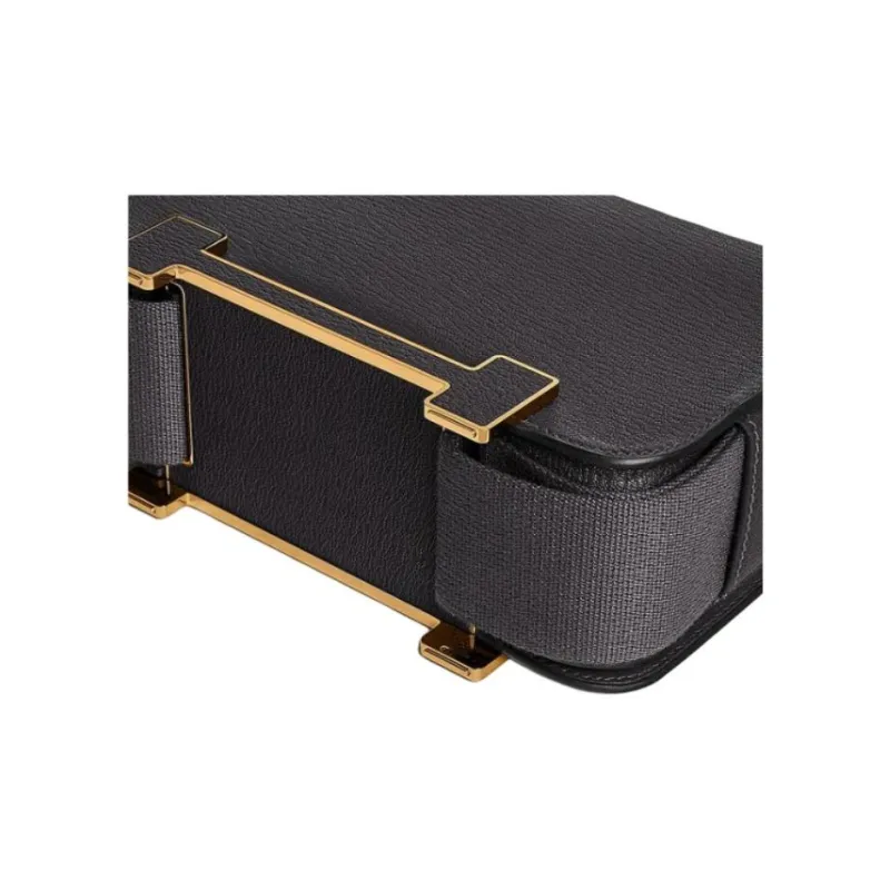 HERMES Geta Mysore Goat Skin Crossbody Bag Shoulder Bag Women's Black-3