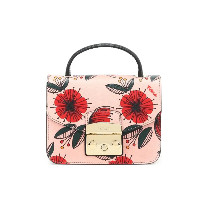 Furla Metropolis Collection Cow Leather Small Square Bag, One Shoulder Handbag Mini Women's Light Pink-1
