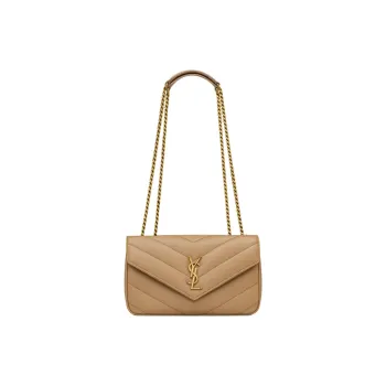 SAINT LAURENT LOULOU Sheepskin Handbag Shoulder Bag Small Size Women's Brown