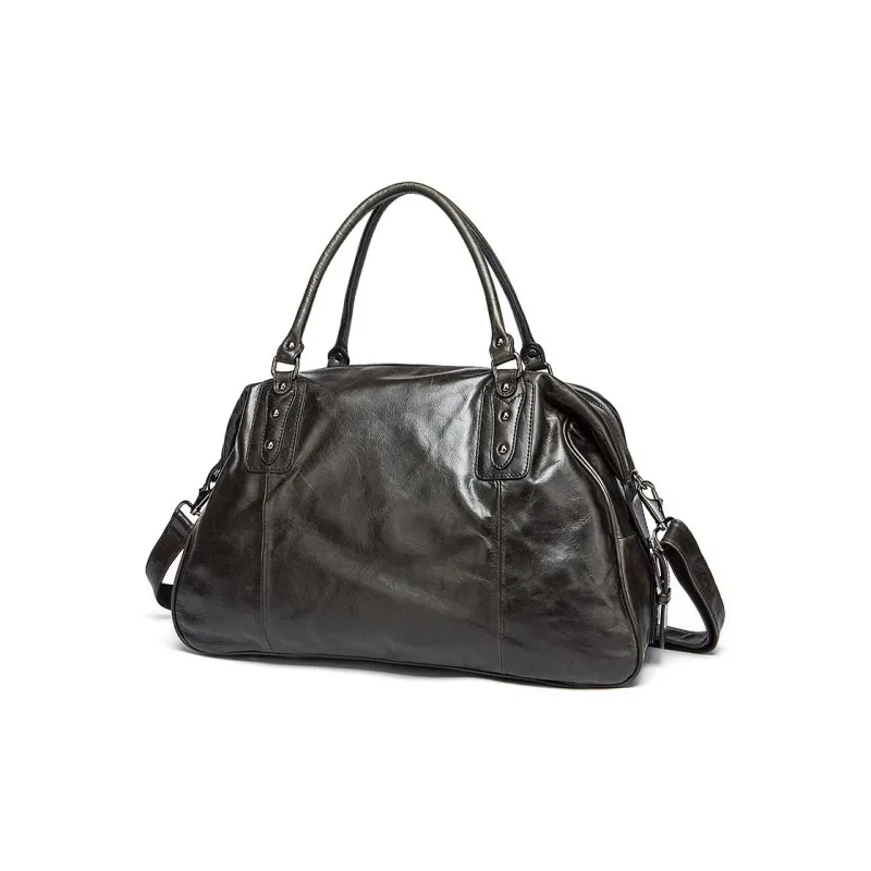 ROSEROOEN Top Grain Cow Leather Handbag Regular Men's Gray-1