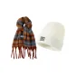 [Premium Feel, Luxury Thermal Two-Piece Set]Brown Scarf+White Knitted Hat