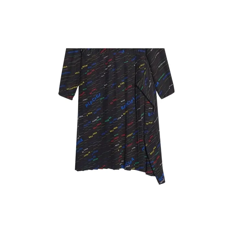 Balenciaga Logo Pleated Dress 'Black'-2