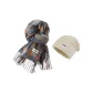 Vintage Scarf-Blue+Large Head Circumference Knitted Hat-Beige