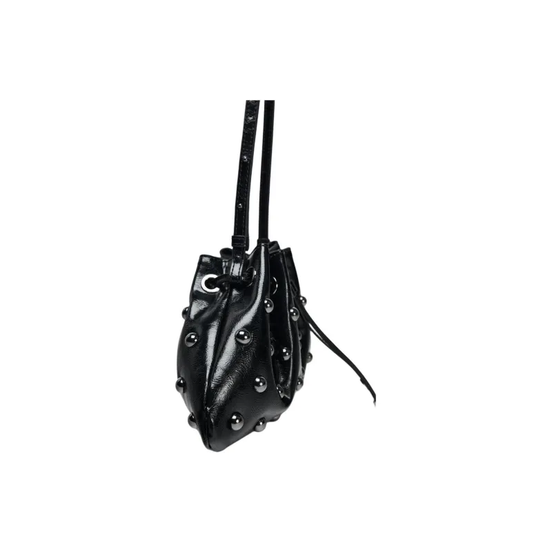 ZARA Polyurethane Handbag Shoulder Bag Mini Women's Black-3