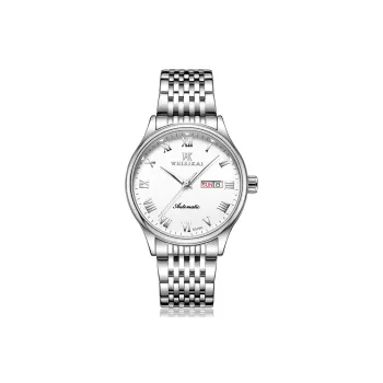 WSK Automatic Mechanical Movement Stainless Steel Strap Men's Watches White Dial