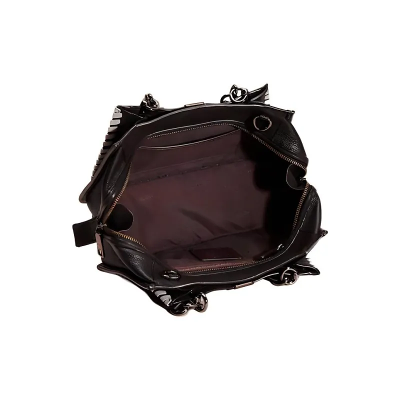 COACH Dreamer Glossy Pebbled Leather Handbag Shoulder Bag Crossbody Bag Large Size Women's Black-2