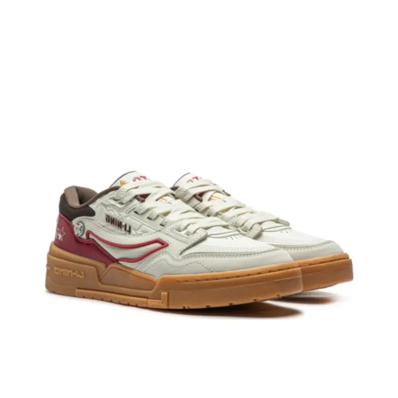 LiNing 001 BTC BTC PREMIUM Cushioning Anti Slip And Wear Resistant Low Top Casual Shoes Men's White Red-3