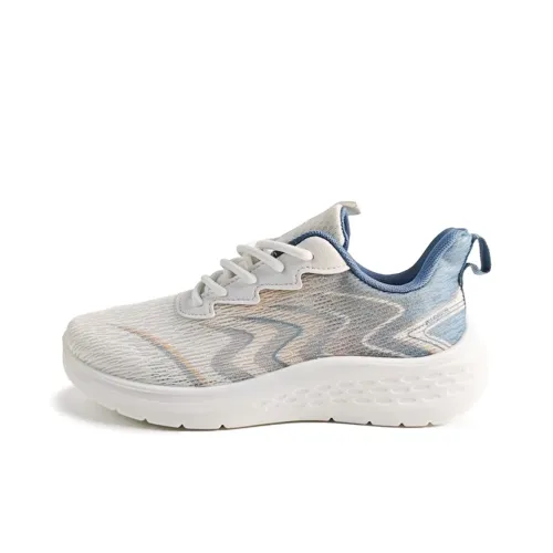 Warrior Anti Slip And Wear Resistant Height Increasing Low Top Running Shoes Women's White Blue