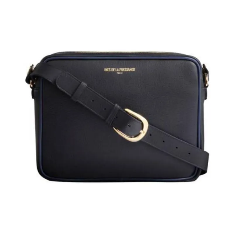 INES DE LA FRESSANGE Cow Leather Crossbody Bag, Shoulder Bag Women's Black-0