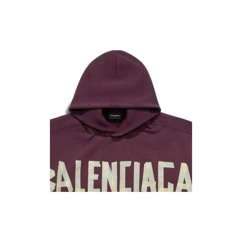 Balenciaga Tape Type Ripped Sweatshirts Men Deep Red-3