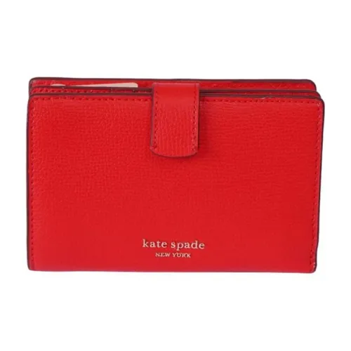 Kate Spade Sylvia Cross-Stitch Leather Wallet Medium Size Women's Red
