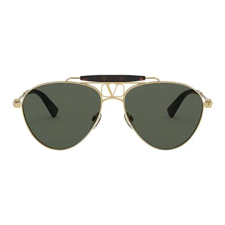 Valentino Metal Aviator Sunglasses Men's Gold-1