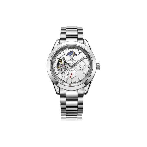 WSK Automatic Mechanical Movement Stainless Steel Watchband Men's Watches White Dial