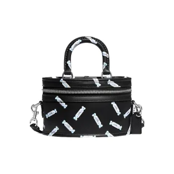 COACH Baymax Rabbit, Collaboration Trail Leather Box Bag, Makeup Bag, Handbag Women's Black