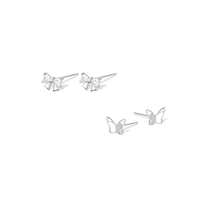KUMET Sterling Silver Stud Earrings Women's Couple Birthday Anniversary Gift-0