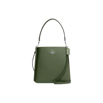 COACH Mollie Double Sided Leather Bucket Bag, Shoulder Bag, Crossbody Bag Women's Olive Green