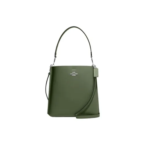 COACH Mollie Double Sided Leather Bucket Bag, Shoulder Bag, Crossbody Bag Women's Olive Green
