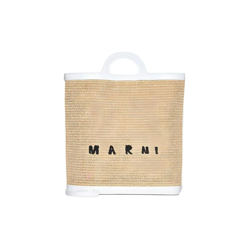 MARNI Tropicalia Logo Embroidered Raffia Tote Bag-5