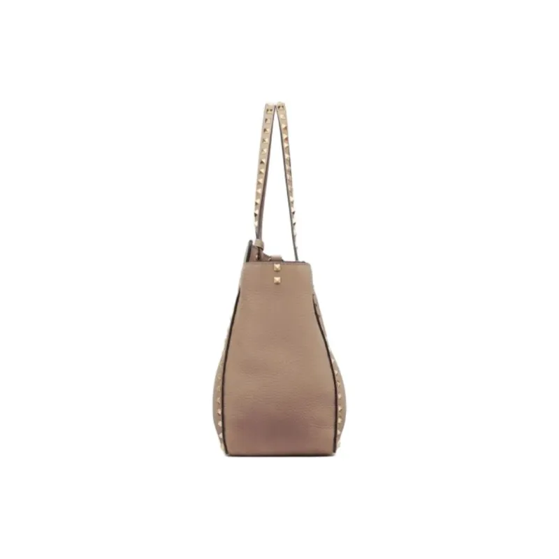 Valentino ROCKSTUD Grained Calfskin One Shoulder Handbags Medium Size Women's Pink-2