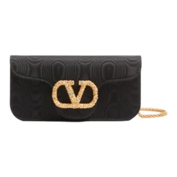 Valentino Viscose One Shoulder Crossbody Clutches Women's Black
