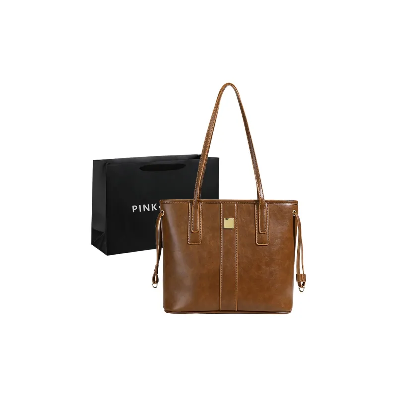 PINK·LAND PU Tote Bag Shopping Bag Shoulder Bags Women's Black/Coffee/Brown/Mud-10