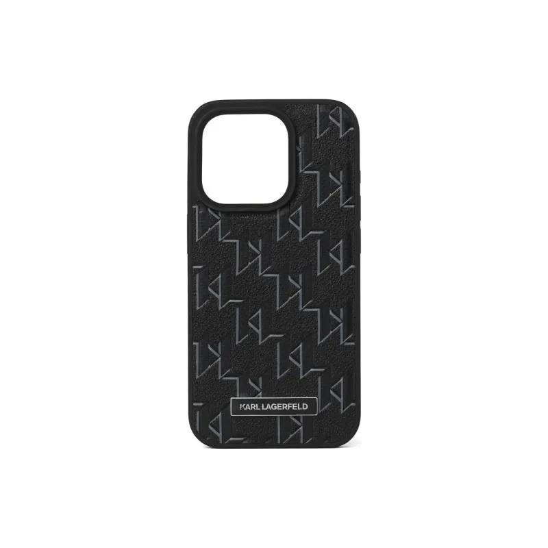 KARL LAGERFELD Polycarbonate+TPU Black Classic Logo Pattern Rectangle Phone Cases Compatible With IPhone 16 Pro Max-0