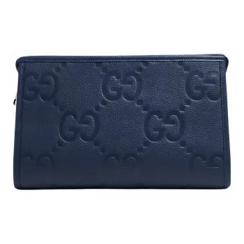 GUCCI Leather Clutch Large Size Men's Blue