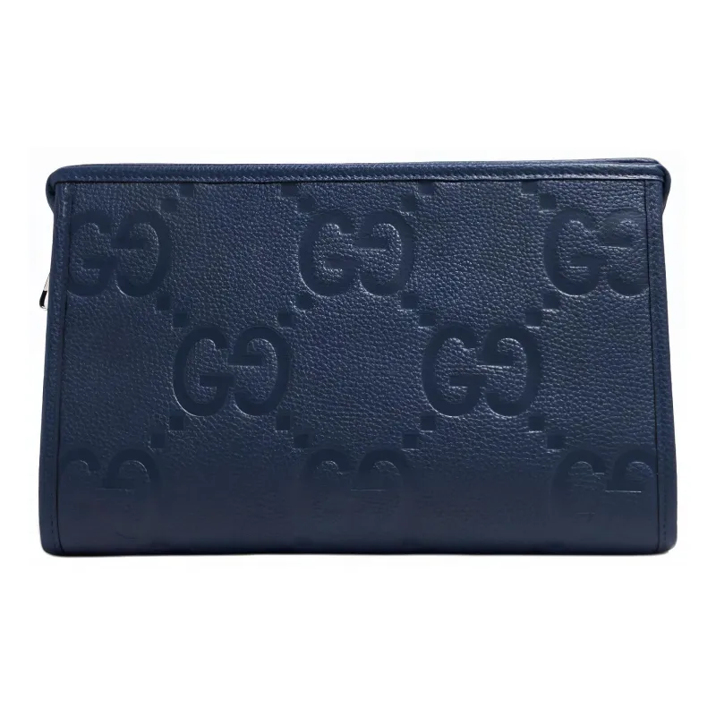 GUCCI Leather Clutch Large Size Men's Blue-0