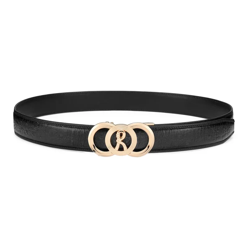 ROBERTA DI CAMERINO Cow Leather Belts Men's Black 3.5CM-6