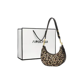 OCTSUI PVC Shoulder Bag Handbag Women's Leopard Print Black