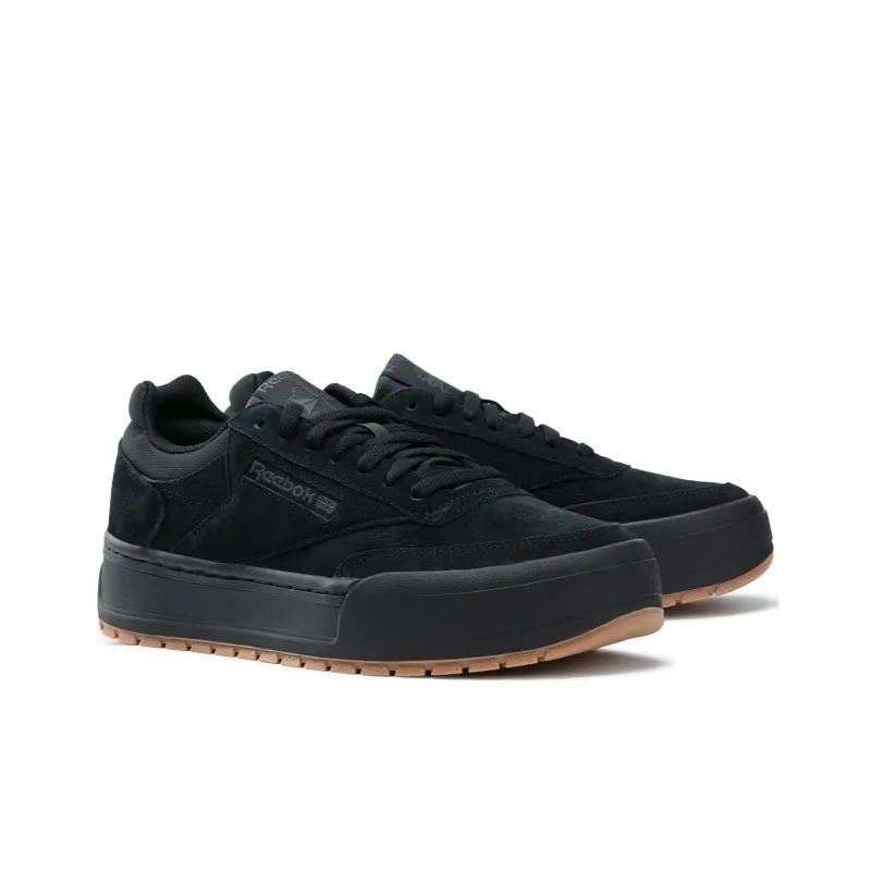 Reebok CLUB C MEGACOURT Height Increasing Wear Resistant Slip Resistant Low Top Skateboard Shoes Unisex Black Warrior-1