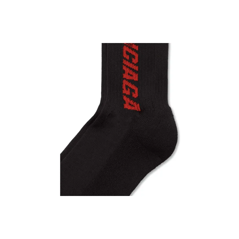 Balenciaga FW23 Racer Socks In Black/Red Knee-High Socks Men's 1 Pack Black-3