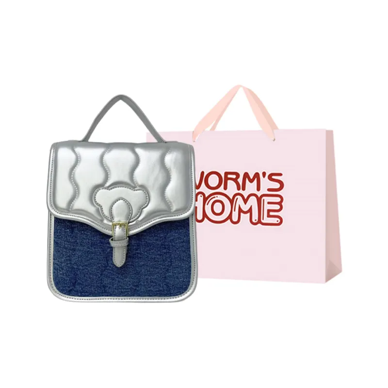 Worm's Home PU Backpack Regular Women's Ecru/Silver/Black/Brown-2