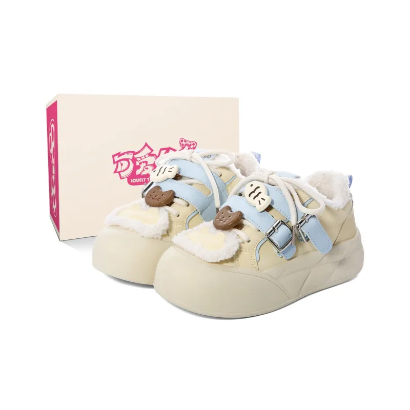 Lovely You Thermal Lightweight Slip Resistant Low Top Skateboard Shoes Women's Yellow Blue-24