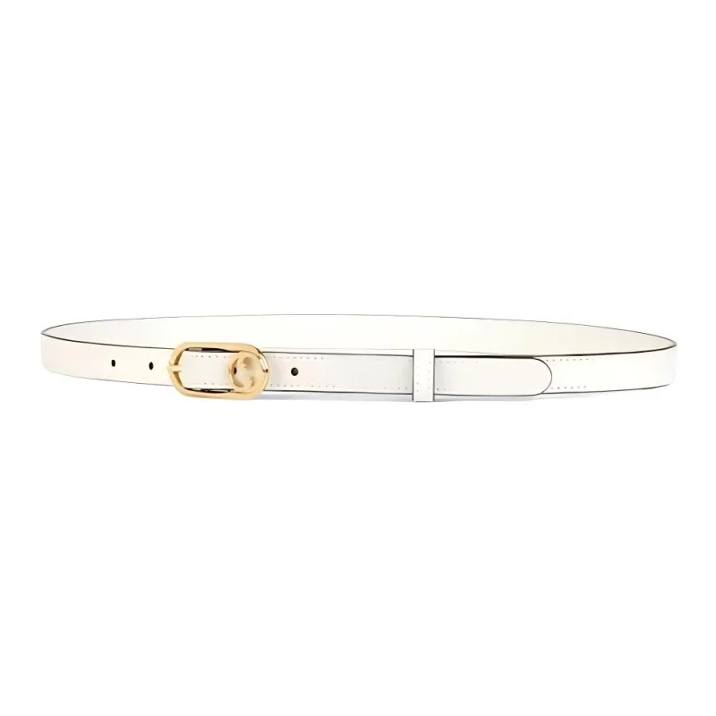 GUCCI Leather Leather Belts Women's White Width  1.5cm-1