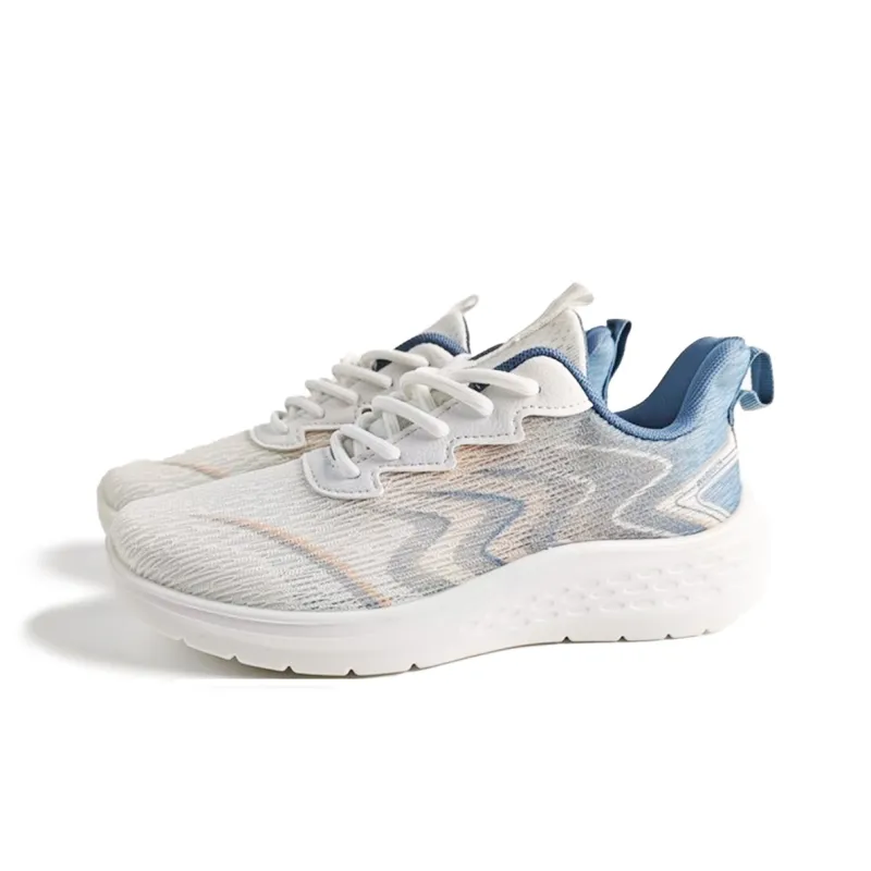 Warrior Anti-Slip And Wear-Resistant Height Increasing Low-Top Running Shoes Women's White Blue-1
