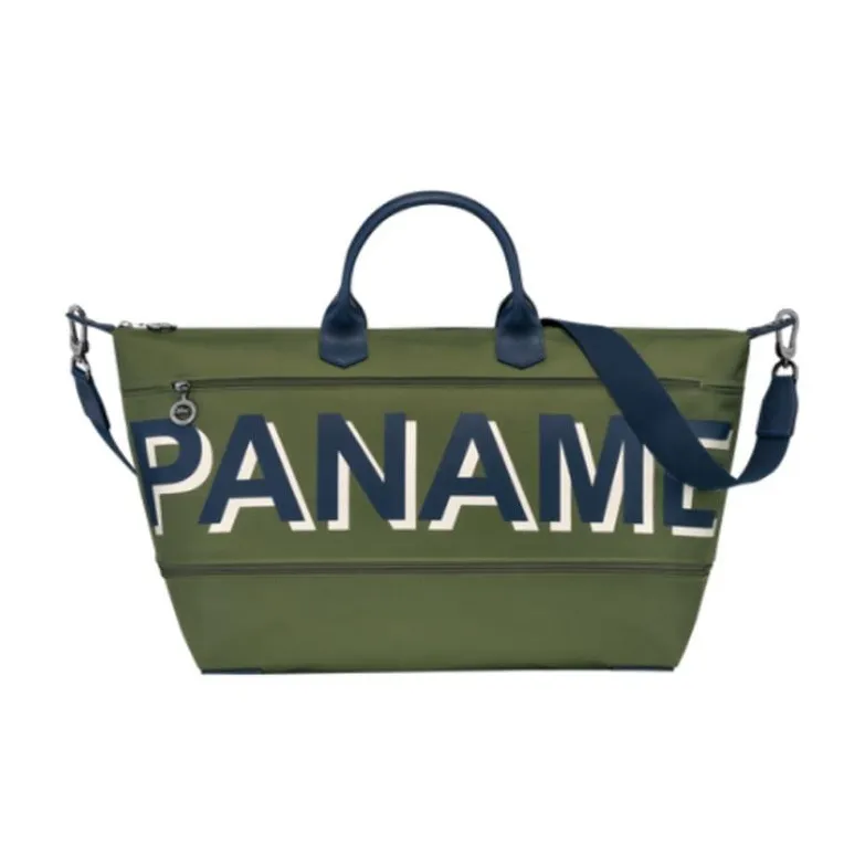 LONGCHAMP Paname Cow Leather Travel Bag Medium Size Unisex Green Khaki-1