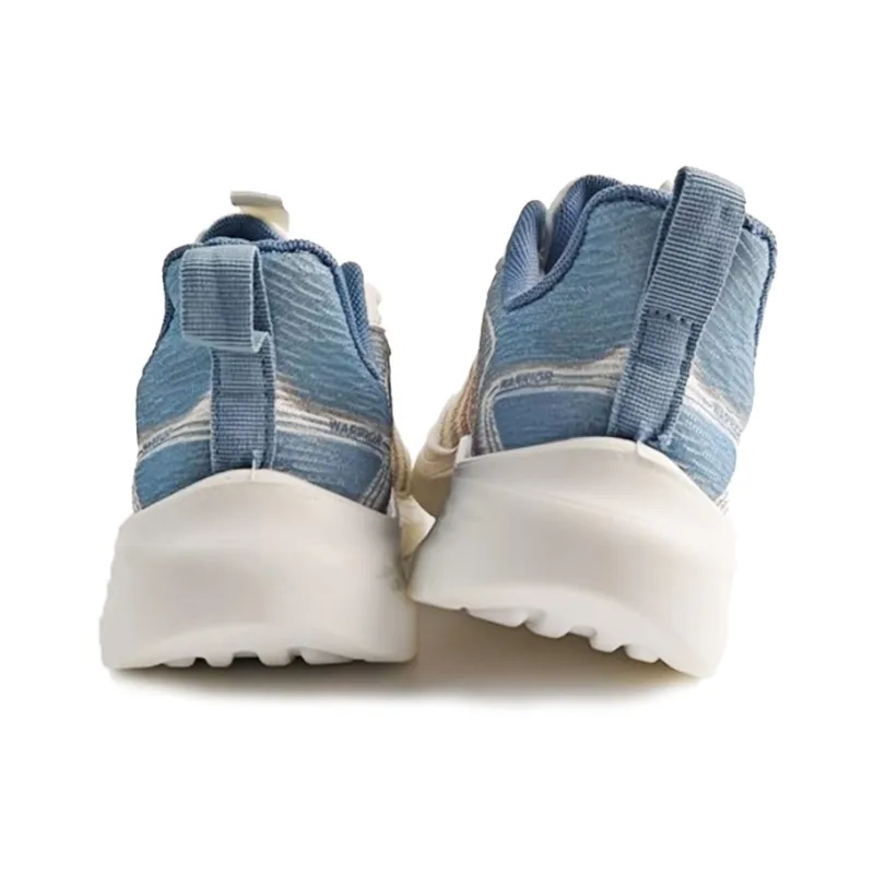 Warrior Anti-Slip And Wear-Resistant Height Increasing Low-Top Running Shoes Women's White Blue-4