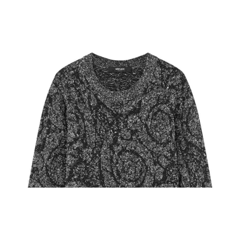 VERSACE Barocco Jacquard Crewneck Tweed Jumper-5