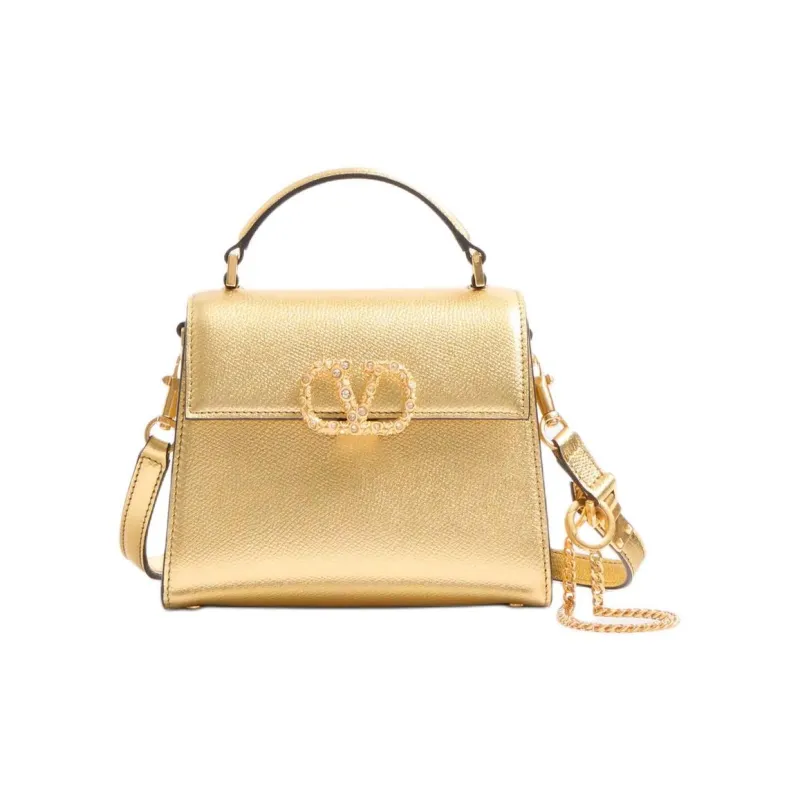 Valentino GARAVANIVSLING Grain Calfskin Shoulder Bag, Crossbody Bag, Handbag Mini Women's Gold-0