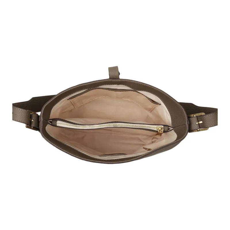 MILLIE'S Cow Leather Patchwork Synthetic Leather Shoulder Bag Medium Size Women's Elephant Gray/Brown-2