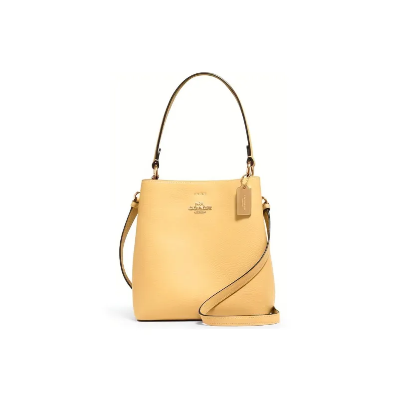 COACH Town Pebbled Leather Bucket Bag Handbag Shoulder Bag Crossbody Bag Small Size Women's Macaron Yellow-0