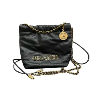 CHANEL 22Bag Grain Calfskin Trash Bag, Shoulder Bag Mini Women's Black