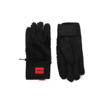 HUGO BOSS Polyester, Recycled Polyester, Elastane Gloves Men's Black
