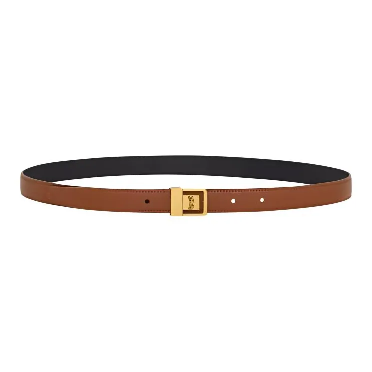 SAINT LAURENT Leather Leather Belts Women's Wet Clay Earth Tone 2CM-1