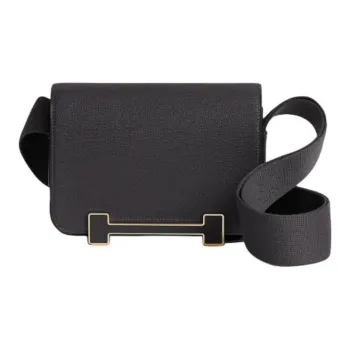HERMES Geta Mysore Goat Skin Crossbody Bag Shoulder Bag Women's Black