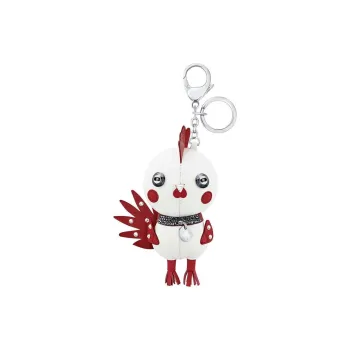 Swarovski Leather Crystal Stainless Steel Keychains Unisex White